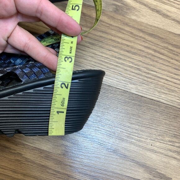 Bernie Mev Wedge Sandal Slip-On Open Toe Women’s Size 41 US 10 Black Blue Gray - Picture 10 of 11